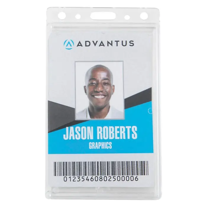 Mega Sale Advantus ID Badge Holder, Frosted, VRTCL, Pack of 25, Clear Frosted